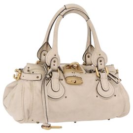 Chloé Borsa Chloe Paddington in pelle Ivory Gold Silver Auth am12724V Argento D'oro Crudo