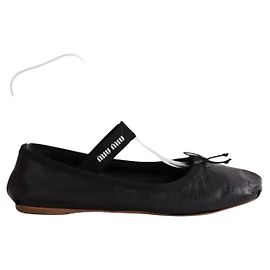 Miu Miu Black Leather Ballet Flats Black