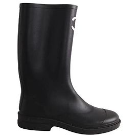 Bottes Chanel en caoutchouc noires Taille 40 Noir