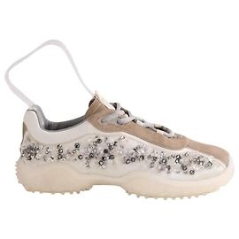 Miu Miu White bubble embroidered technical fabric sneakers White