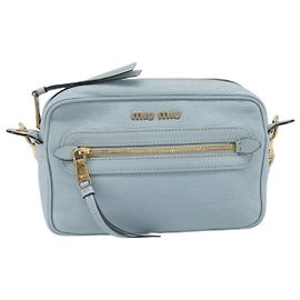 Miu Miu Madras Zip Pocket Leather Blue