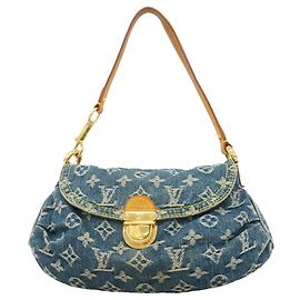 Louis Vuitton Monogram Denim Mini Pleaty Shoulder Bag Blue