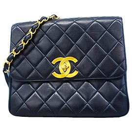 Borsa a tracolla con catena Chanel Matelassé Blu navy