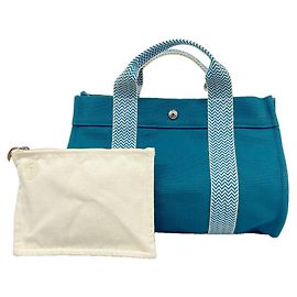 Hermès Hermes Cannes PM Canvas Tote Bag Blue