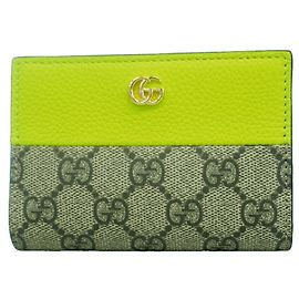 Portefeuille bi-fold Gucci GG Marmont Supreme Marron Vert