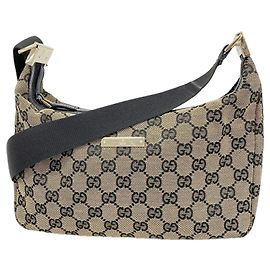 Borsa a Tracolla Gucci GG Canvas 019 0433 Marrone Nero
