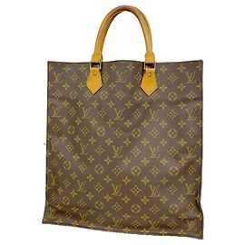 Louis Vuitton Monogram Sac Plat Tote Bag Brown