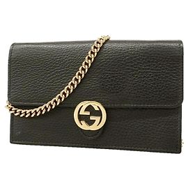 Borsa a tracolla con portafoglio in pelle Gucci Interlocking G Nero