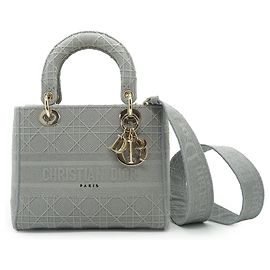 Lady Dior Medium Cannage D-Lite Grau