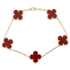 Bracciale Van Cleef & Arpels Vintage Alhambra 5 motivi in corniola Rosso D'oro