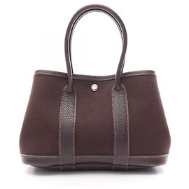Hermès Borsa Tote Hermes Garden Party Marrone Damier ebene