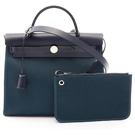 Hermès Borsa Hermes Herbag Zip PM Verde Blu navy