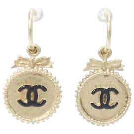 Chanel 61353 Hängeohrringe Schwarz Golden