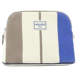 Hermès Borsa pochette Hermes Bolide Rayures Rocabar MINI Blu Taupe