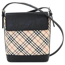 Burberry Nova Check Schultertasche Schwarz Beige