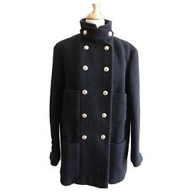 Chanel Abrigo Cabán Lana Alpaca Negro Talla 42 Negro
