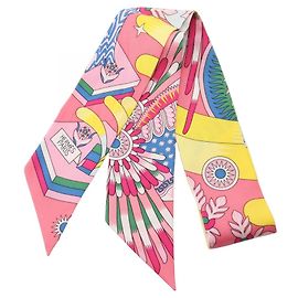 Hermès Hermes Twilly LA SOURCE DE PEGASE Seidentuch Pink Mehrfarben