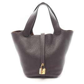 Hermès Hermes Picotin Lock PM Ebene Handtasche Braun