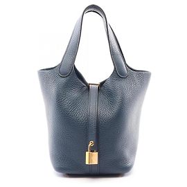 Hermès  mala Hermes Picotin Lock PM em Navy Azul marinho