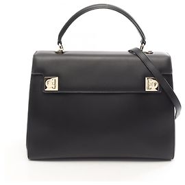 Salvatore Ferragamo Gancini 2-Way Handbag Black
