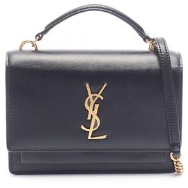 Bolsa de ombro em couro preto Yves Saint Laurent Preto