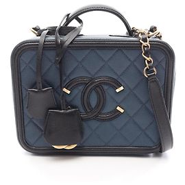 Sac vanity Chanel CC Figley Noir Bleu