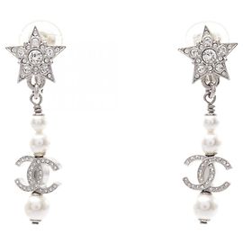 Orecchini a clip Chanel Coco Mark Star Swing B20P Argento Bianco Altro