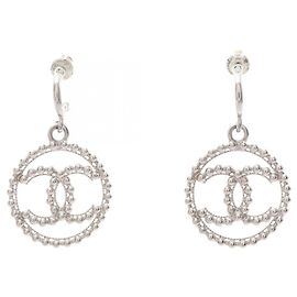 Brincos de gota Chanel Coco Mark C22C Silver Prata
