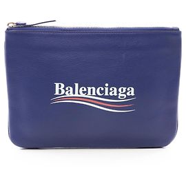 Sac pochette Balenciaga en cuir bleu Bleu