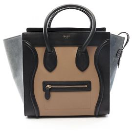 Céline Borsa a mano Celine Luggage Mini Shopper Nero Blu Beige