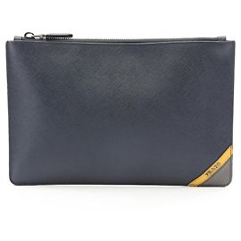 Bolso de mano Prada PRADA Second Bag Clutch en cuero Saffiano azul marino Azul marino