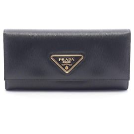 Prada VITELLO MOVE Bi-fold Long Wallet Schwarz