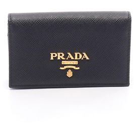 Prada Visitenkartenetui aus schwarzem Leder Schwarz