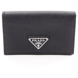 Prada Black Saffiano Leather Business Card Case Black