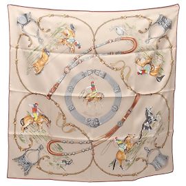 Hermès Lenço Hermes Carre 70 Pampa Multicor Bege