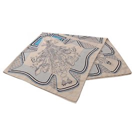 Hermès Hermes Carre Geant 140 BOUQUETS SELLIER Tuch Schal Blau Beige