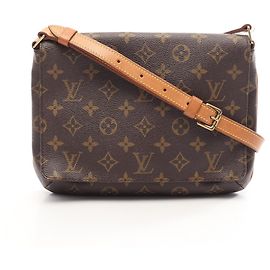 Bolso de hombro Louis Vuitton Musette Tango Short Strap Monogram Castaño