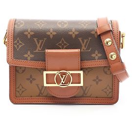 Louis Vuitton Dauphine Mini Monogram Reverse Shoulder Bag Braun Beige