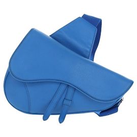 Christian Dior Saddle Leather Maxi Blau
