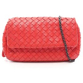 Bolsa de Ombro Bottega Veneta Intrecciato em Couro Vermelho Vermelho