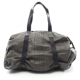 Bottega Veneta Intrecciato Boston Bag Brown Navy blue