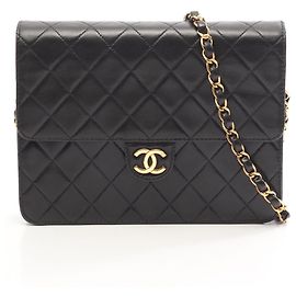 Sac à épaule Chanel Matelassé Single Flap avec fermoir push-lock Noir