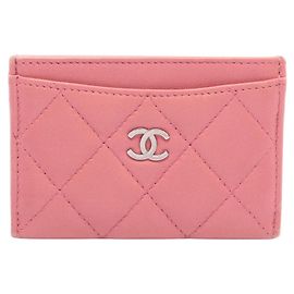 Chanel Kartenetui aus rosa Lammleder Pink