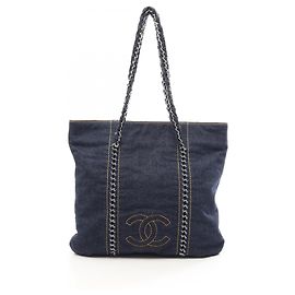 Chanel Luxury Denim Tote Bag Navy blue