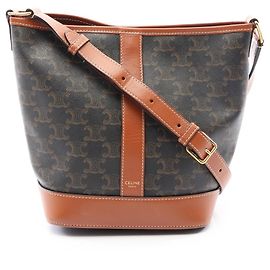 Céline Bolso de hombro Celine Small Bucket Triomphe Castaño Negro