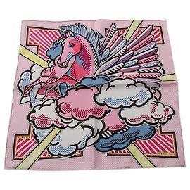 Hermès Hermes Petit Carré 45 PEGASE POP Scarf Pink