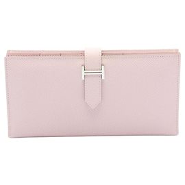 Hermès Portafoglio lungo bi-fold Hermes Bearn Soufflet in pelle Epsom rosa Rosa