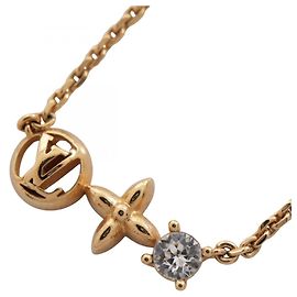 Petit Collier Louis Vuitton en strass plaqué or Doré Autre