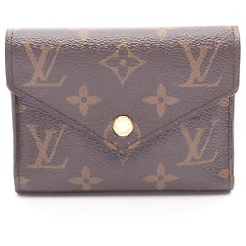 Louis Vuitton Portefeuille Victorine Monogram Tri-fold Wallet Castaño