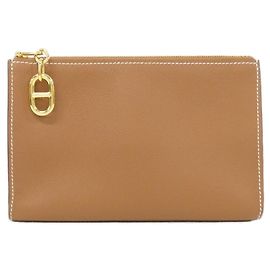Hermès Hermes Zip Ango Chaine d'Ancre PM Handbag Pouch Braun Golden